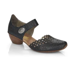 Rieker Black Hook Loop Shoes